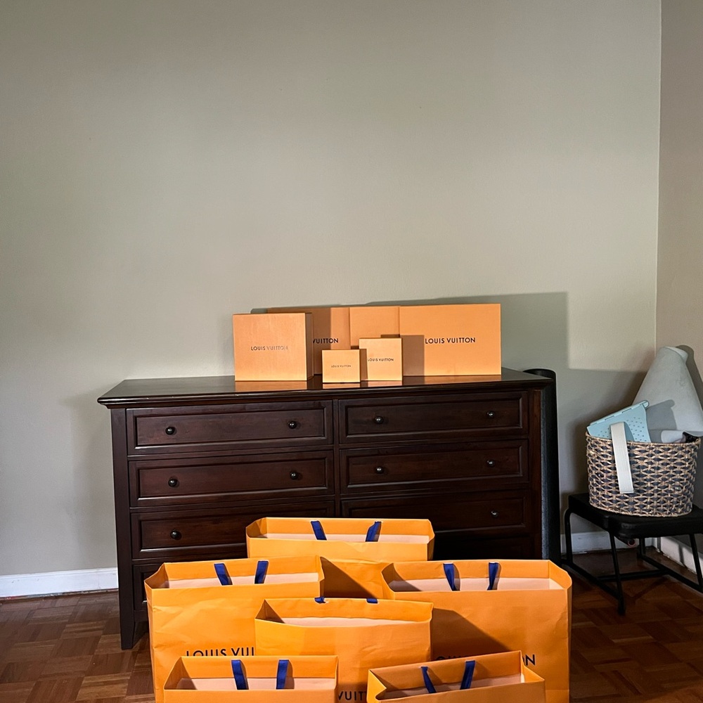 7 Louis Vuitton Orange shopping bags